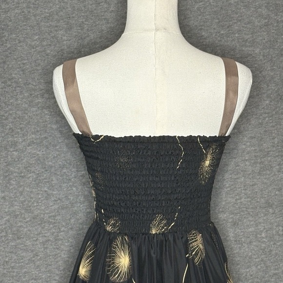 Burlapp Anthropologie Silk Dandelion Wish Black Brown Dress Womens Size 0 - Picture 6 of 9